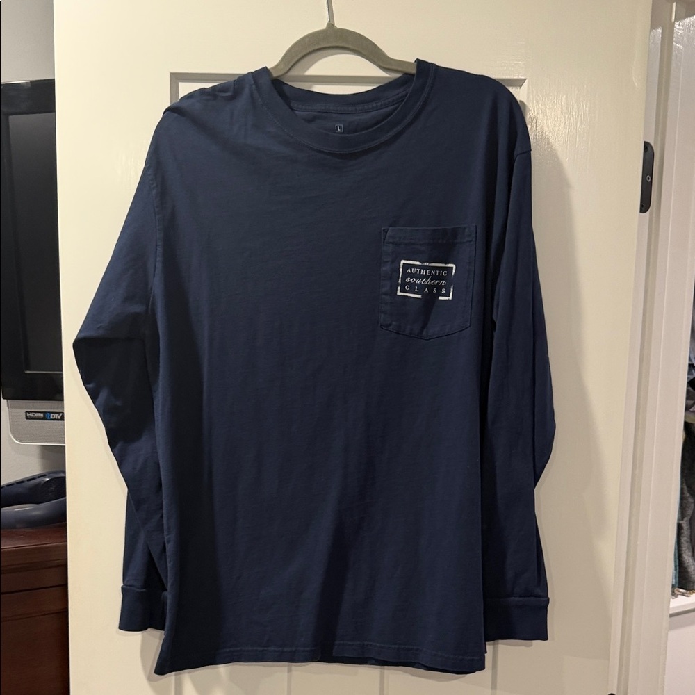 Southern Marsh Navy Long-Sleeve Pocket Tee